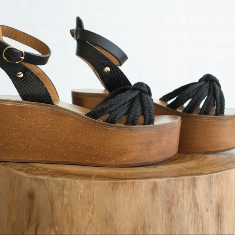 Isabel Marant wood platform wedge sandals